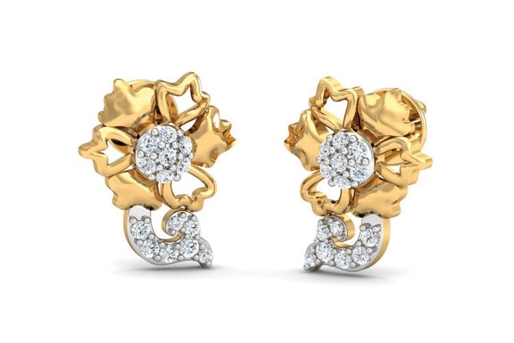Flora Diamond Earrings in 14k Gold